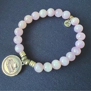 T Jazelle mauve jade bracelet with teacher charm
